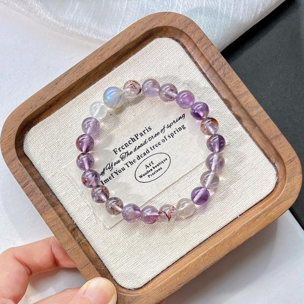 8Mm Natural Purple Ghost Moonstone Design Bracelet