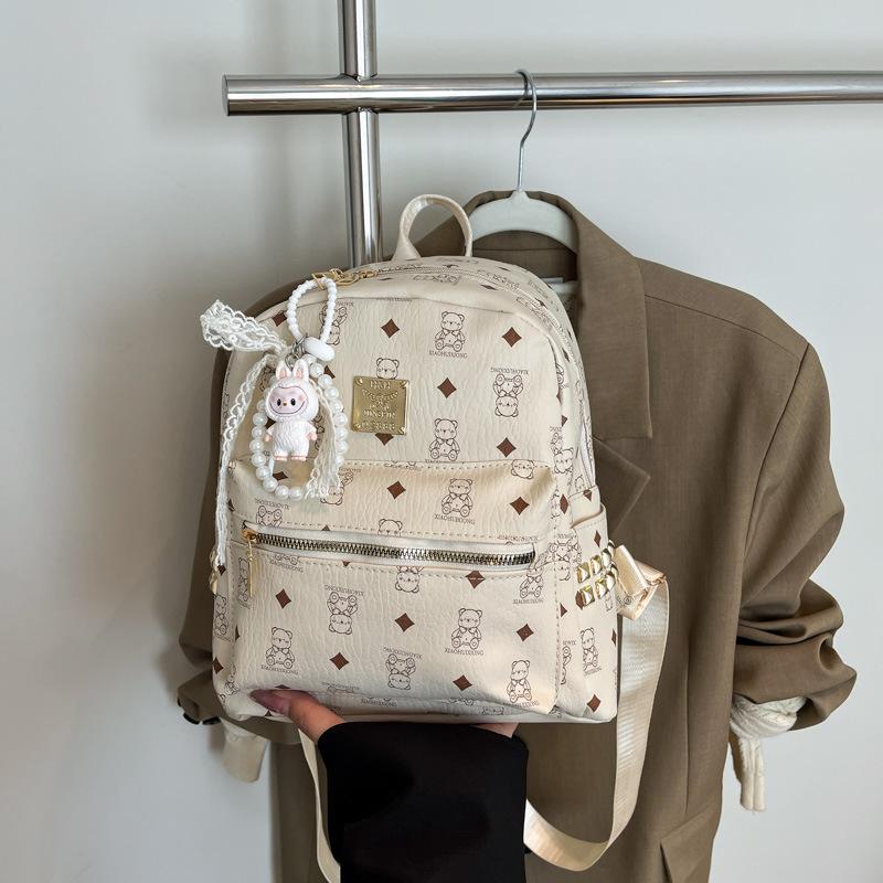 

Летний новый красивый трендовый рюкзак, студенческий школьный портфель, универсальная портативная сумка через плечо для поездок на работу no pendant бежевый