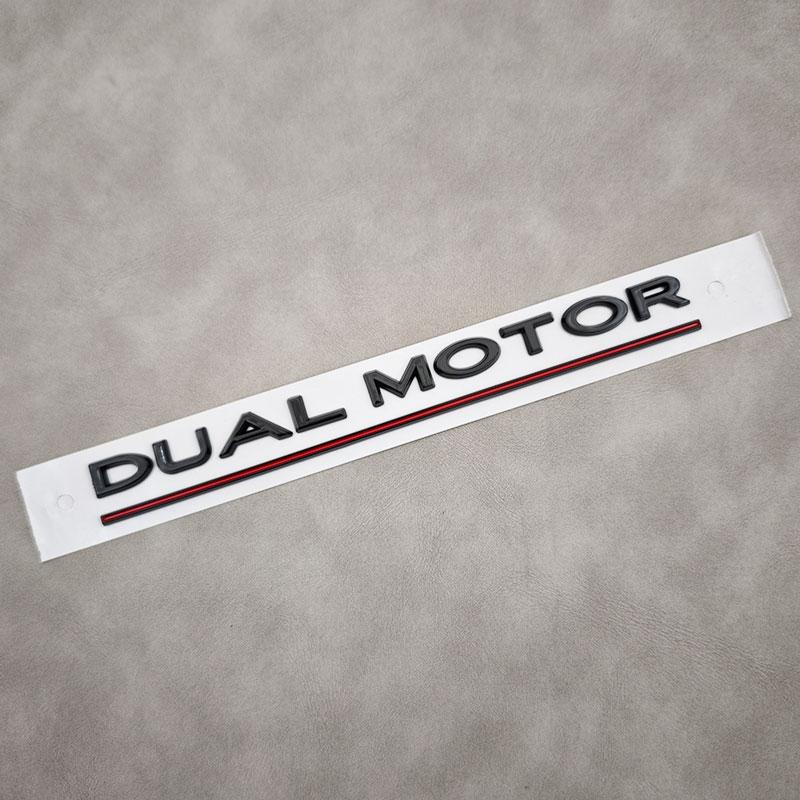 3D Letter Dual Motor Underlined Emblem Badge Car Rear Trunk Decal Sticker for Tesla Model 3 X Y S Decorative Auto Accessories