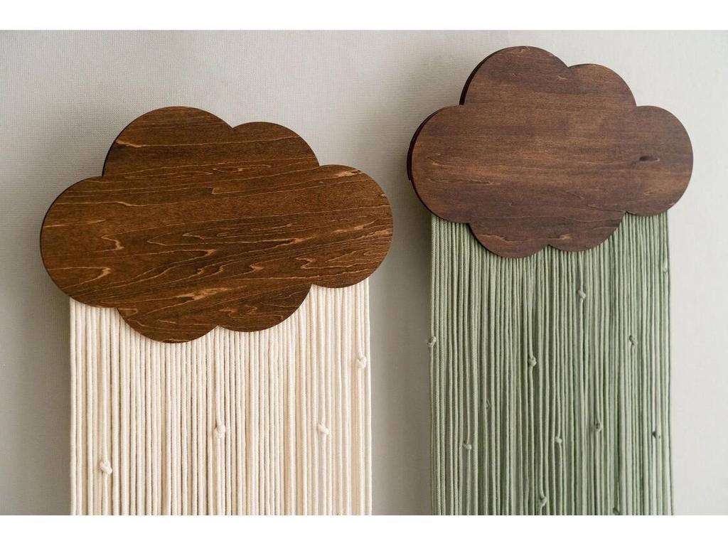 Nordic Style Wooden Cloud Tapestry with Cotton Rope and Tassels - DIY Kit
