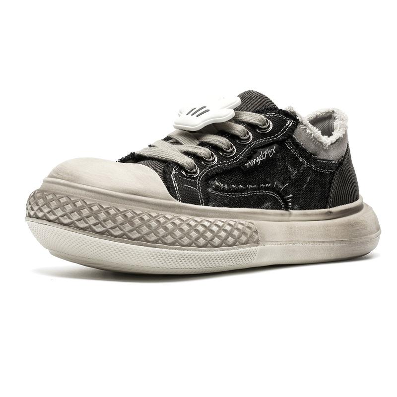 Dark Mickey Canvas Shoes Women's New Versatile Sports and Leisure Board Shoes Heightened Thick-soled Ugly Cute Big Head Shoes