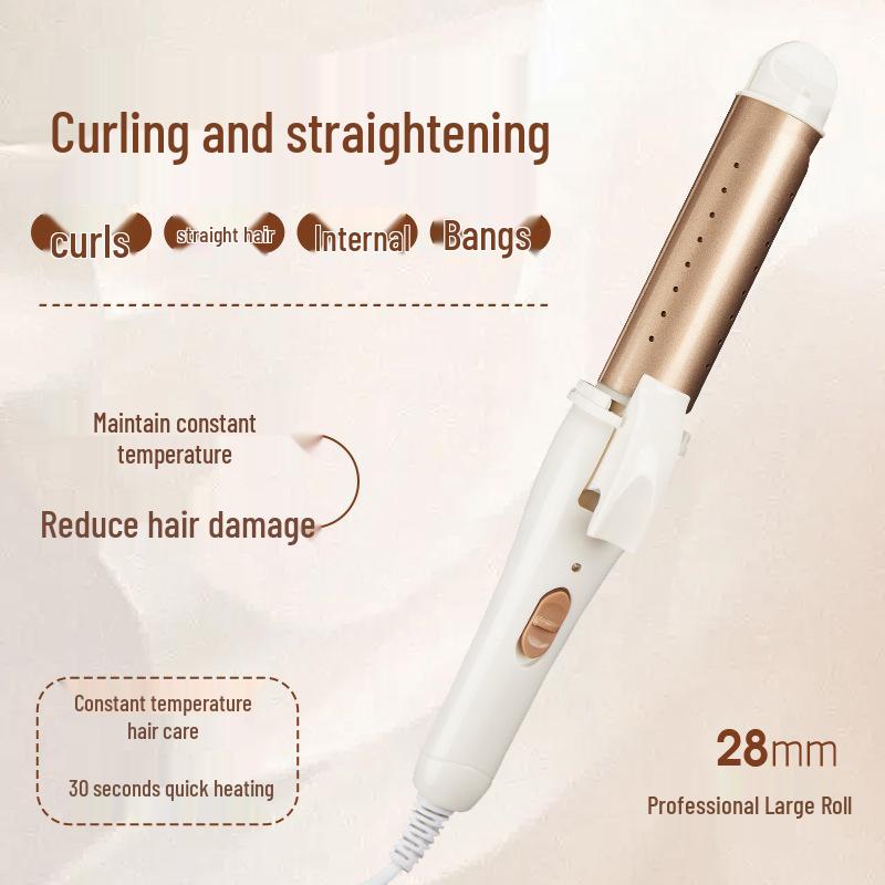 Dual-Use Electric Curling Iron & Mini Straightener for Women - Large Curls, Straightening, Bangs, and Perming.