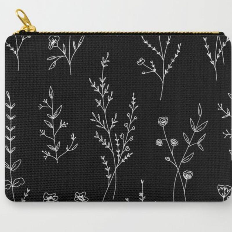 Compre New Black Wildflowers Carry-All Pouch Cosmetic bag linen zipper ...