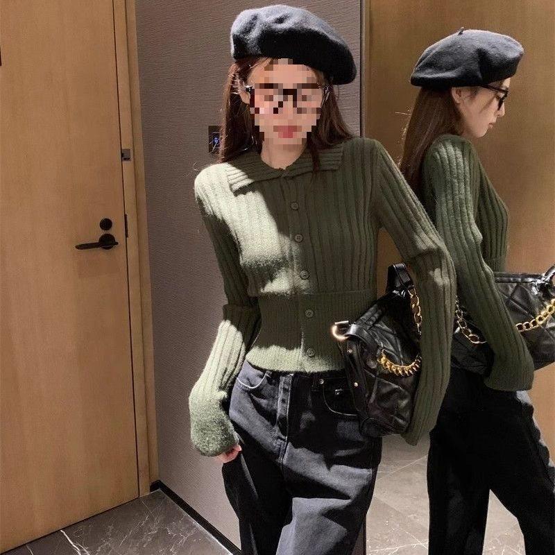 Short Knit Cardigan For Women With Wool And Ice Silk Fabric For Autumn Winter Fashion