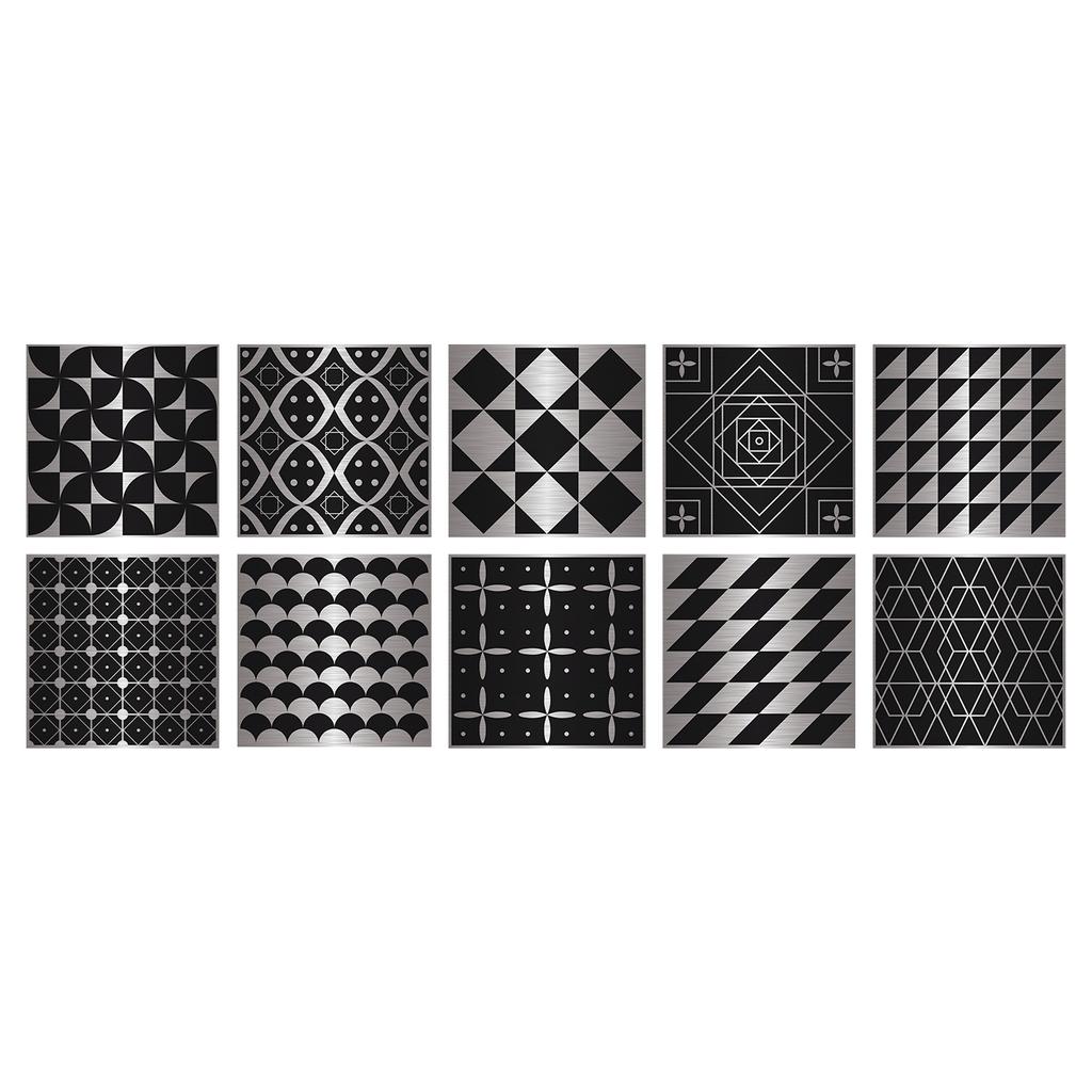 Brushed Silver Foil Tile Sticker Self-Adhesive Kitchen Wall Sticker Metal Texture Creative Tile Wallpaper Mosaic Wall Sticker