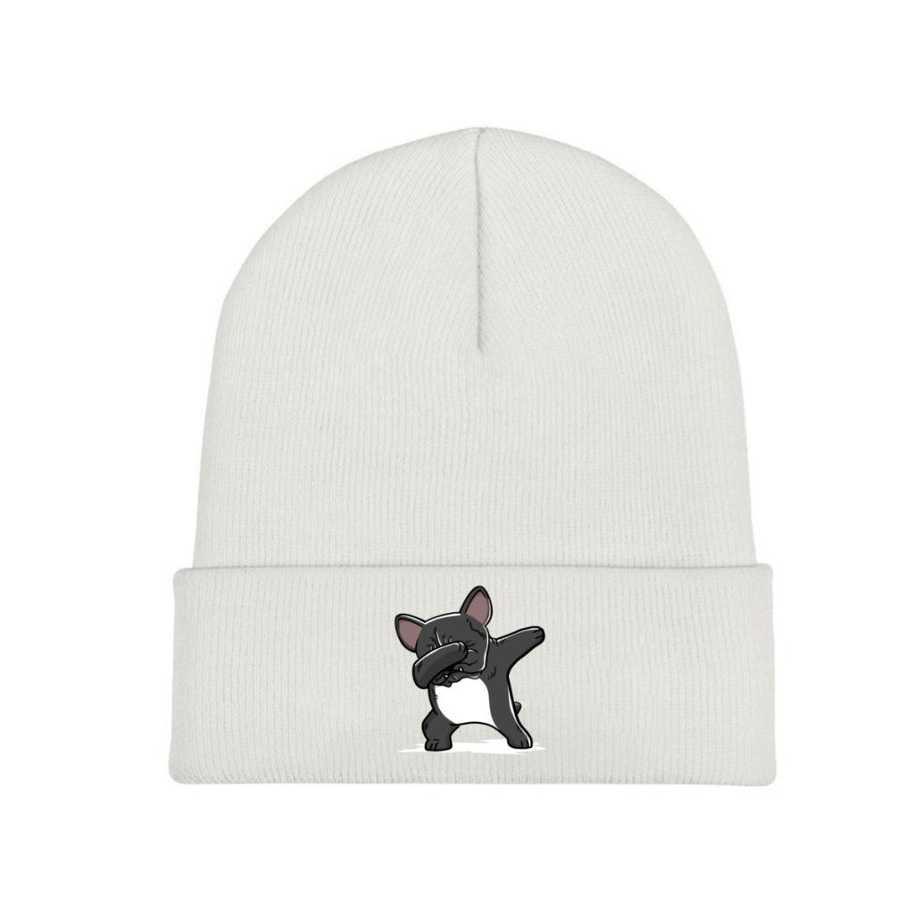 Dabbing Francouzský buldoček Funny Knitted Caps Dámské Unisex čepice podzimní zimní čepice Polyester zateplené čepice