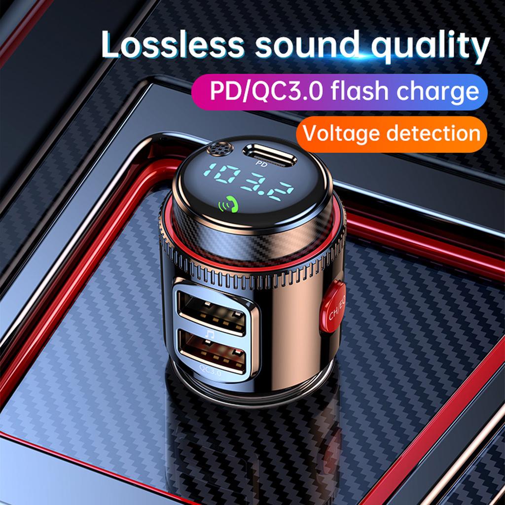 Car FM Transmitter Handsfree Calling Car Kit Car MP3 Player Type C PD 30W USB  QC3.0 Fast Charging Dual USB Car Charger