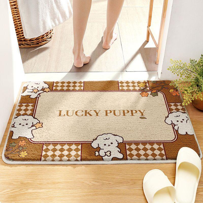 Imitation Cashmere Bathroom Absorbent Floor Mat Cartoon Bathroom Thickened Toilet Door Mat for Household Use