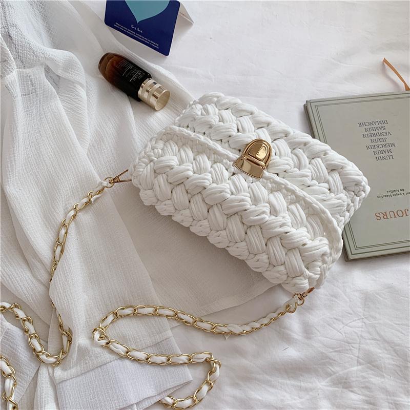 Bolsas de Mão Femininas da Moda Bolsa de Tecido Alça de Crochê Casual Ombro Transversal Clutch