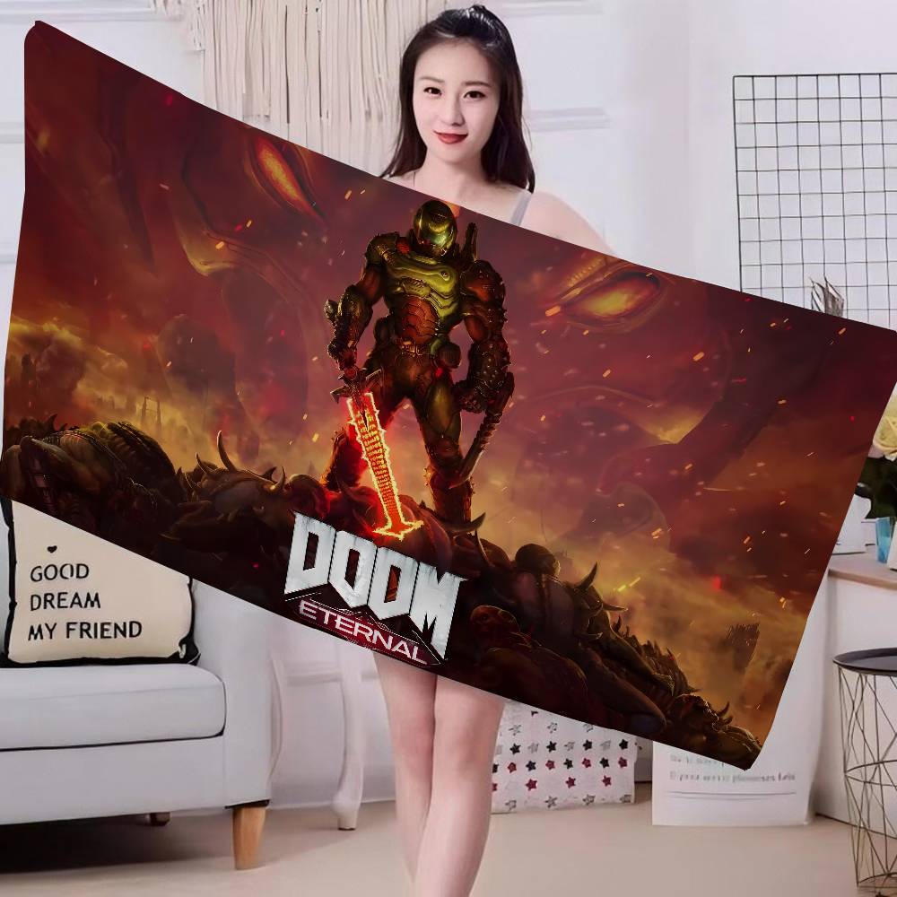 Shooting Game D-Doom Microfiber Blanket Quick Drying Beach Towels Oversized Printing Super Absorbent Pool Towel Blanket