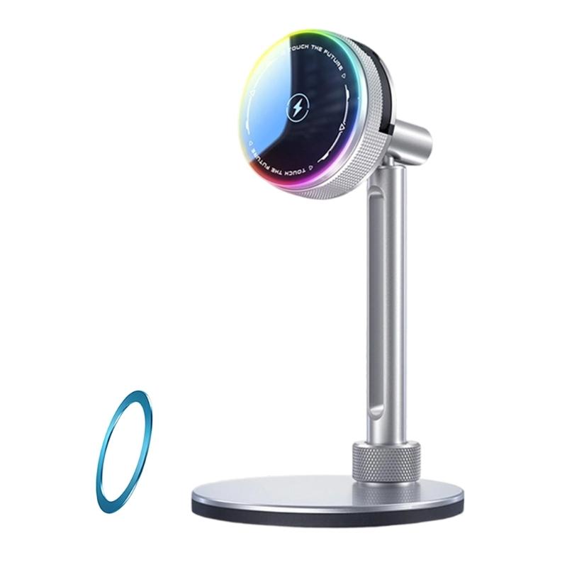 15W Wireless Fast Charging Stand Bracket for Phone 17 16 Aluminum Construction Desktop 360 Degree Rotating Phone Stand