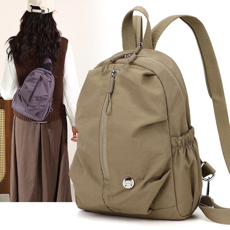 Pleated Lightweight Women's Multifunctional Backpack with Chest Bag – Minimalist and Versatile Design