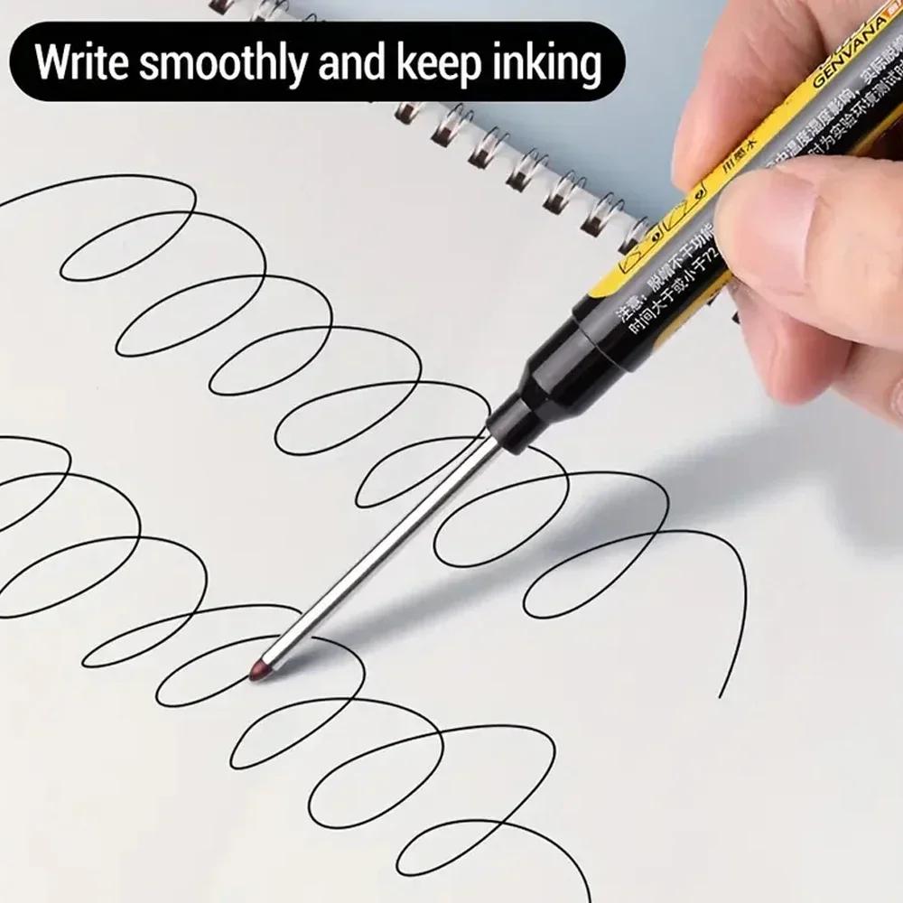 NEW Long Head Nib Deep Hole Markers Pen 20mm/45mm Waterproof White Tile Carpenter Pen for Woodworking Black/Blue/Red Ink