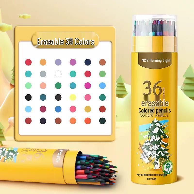 Morning Light Oil-Based & Water-Soluble Colored Pencils – 24 Erasable and 36 Hand-Painted Shades for Students