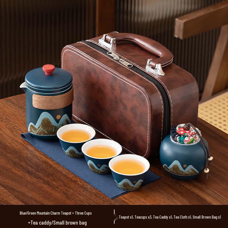 Portable Ceramic Kung Fu Tea Set - Travel Quick Cup for Office or Outdoor Use, Ideal Business Gift
