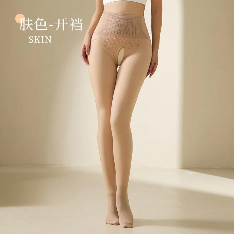 

Warm Pantyhose Elastic Control Tummy High Waist Tights Autumn Winter Tights Sexy Open Crotch Shiny Leggings Ladies s Lingerie 100g M