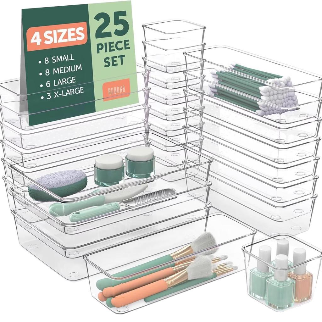 Acrylic Multi-layer Transparent Desktop Organizer with Drawers for Stationery and Makeup