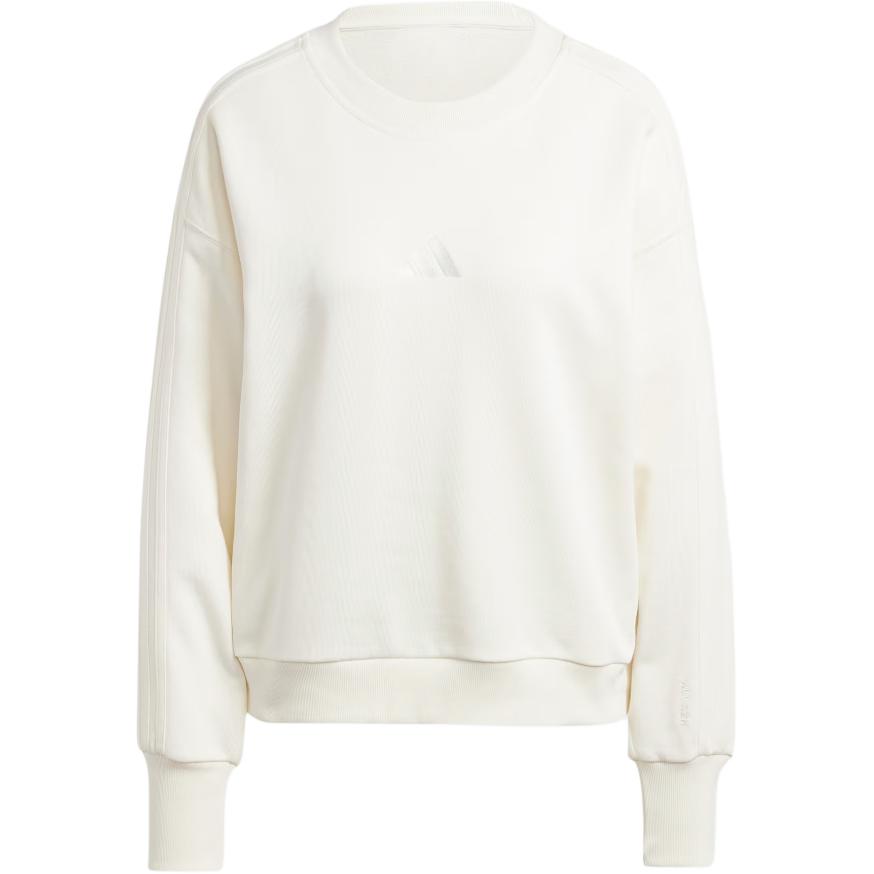 Adidas Casual Crew Neck Sport Long Sleeve Pullover Sweatshirt Women Tops White IW1132