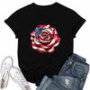Adults Casual Daily Round Neck Independence Day Printed Short Sleeved T-shirt Letter Top