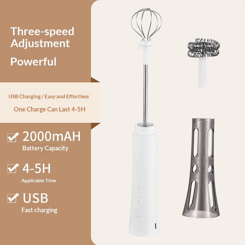Milk Frother Machine Wireless Electric Mixer, Hands - Free 2 - In - 1 Whisk, 3 - Speed Rechargeable For Baking/Coffee Frothing