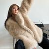 Women's Faux Fur Coat With Large Lapel And Loose Fluffiness