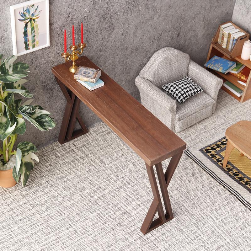 

1Pcs 1:12 Scale Dollhouse Black Walnut Bar Table Bar Counter Scene Model Furniture Playing House Miniature Table Accessories one size