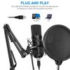 YOTTO USB Condenser PC Microphone Set with Microphone Pop and Arm Stand for Live and Game Commentary Microphone, Microphone, Stand, Filter, Recording,
