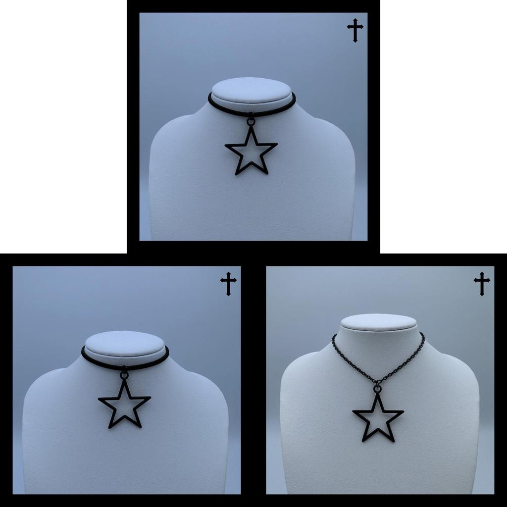 Gothic Minimalist Hollow Star Pendant Necklace With Cross Chain For Men And Women