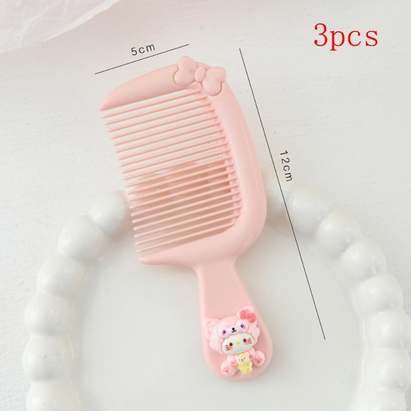 3Pcs Plastic Anti Static Straight Combs Portable Cartoon Sanrio Mini Comb Candy Color Fine-Toothed Detangling Combs For Children