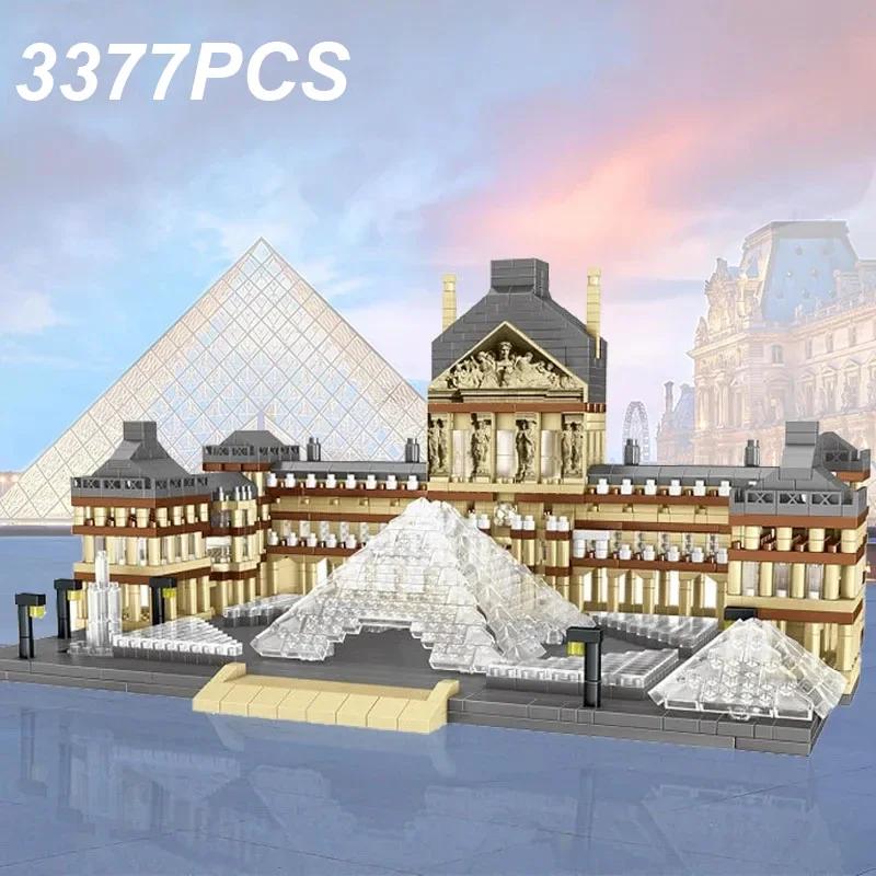 Louvre Modelové stavebnice Světově proslulé atrakce Architektonický model Cihličky Stolní dekorace Dětská hračka Vánoční Dárky pro kluky