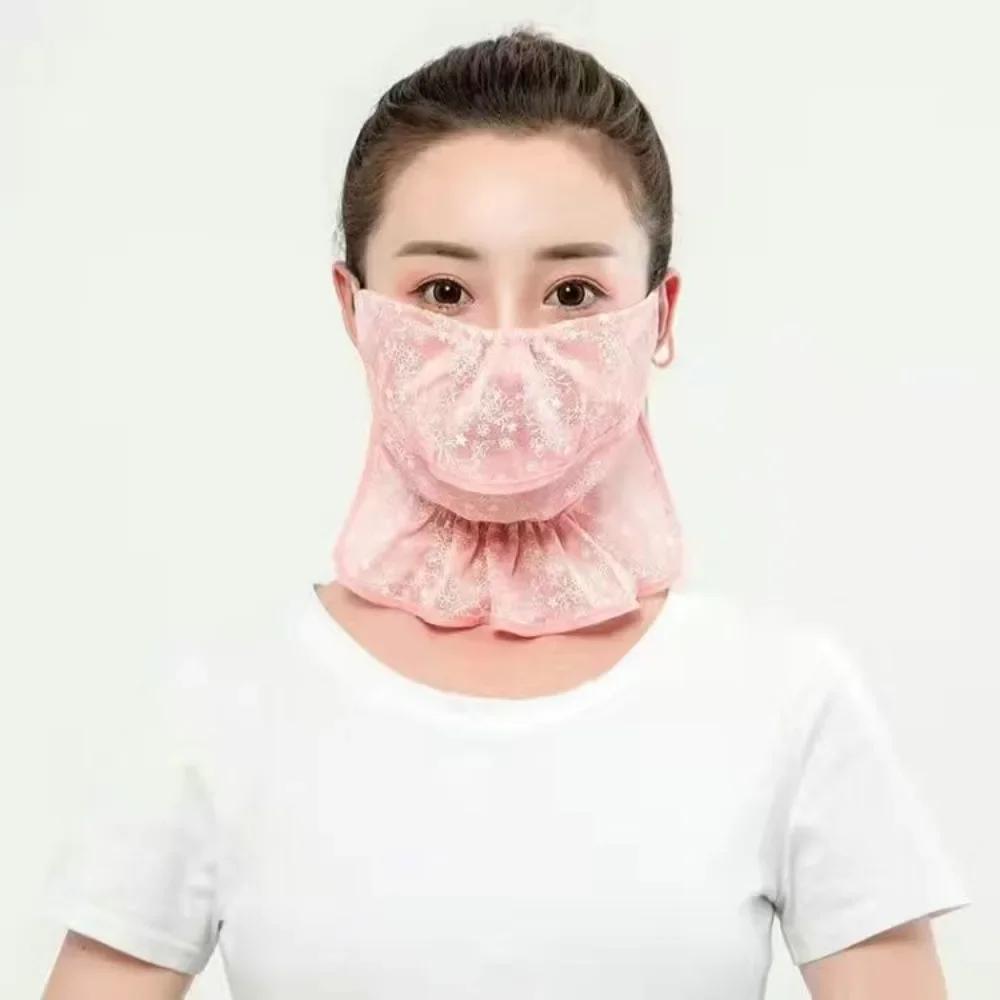 Hot Sale Anti-UV Lace Sunscreen Mask Hanging Ear Breathable Face Cover Scarf Dust-proof Ear Cord Cycling Scarf Outdoor Sports