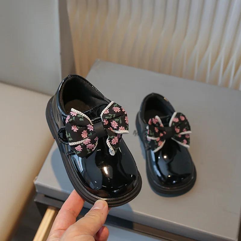 

Осенне-зимние туфли из кожи для девочек, новые модные детские туфли Мэри Джейн с бантом, элегантные школьные туфли принцессы из глянцевой искусственной кожи 22 чёрный