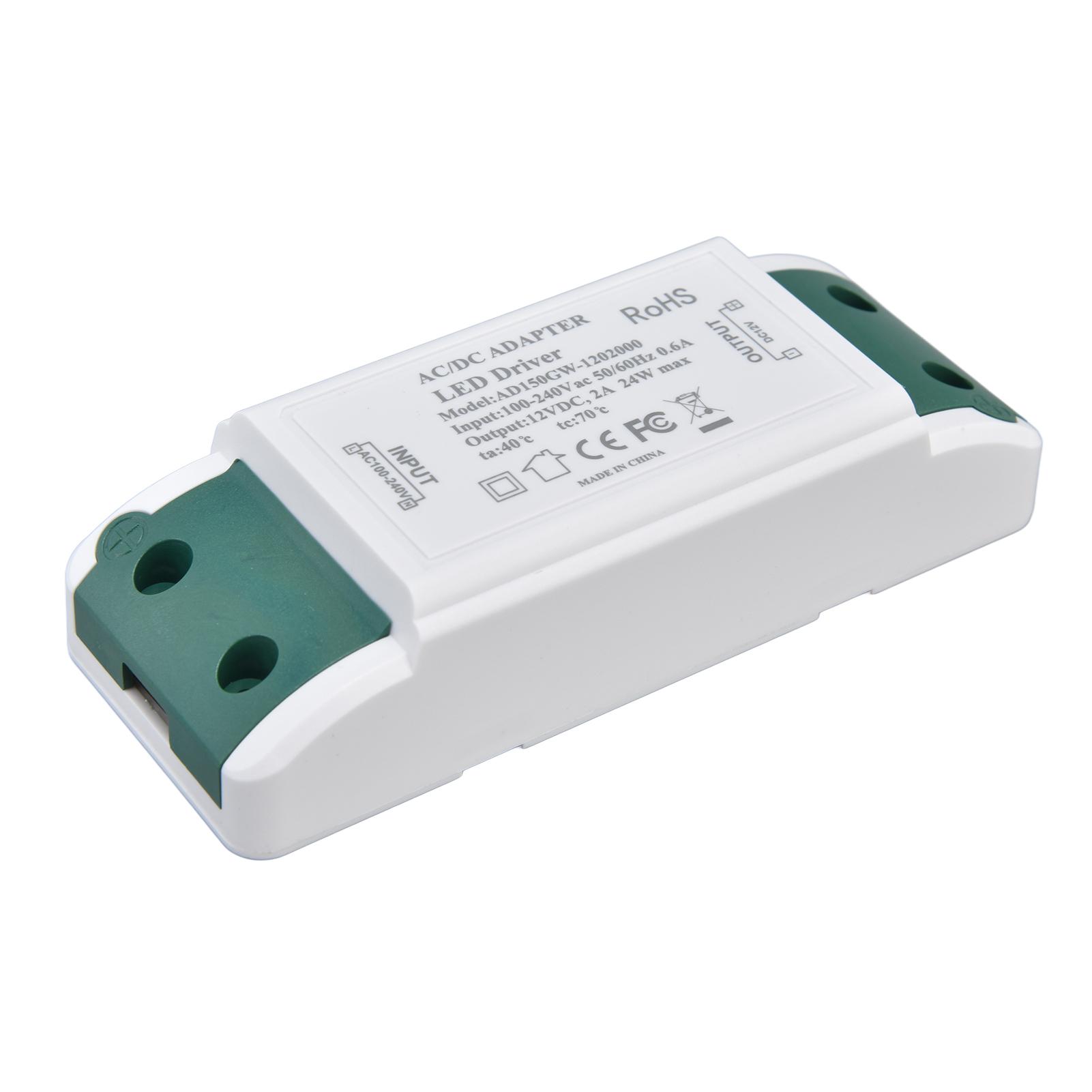 

LED Driver 12V DC 24W 2A LED Power Transformer for LED Strip Light and Cabinet Light AC100‑240V