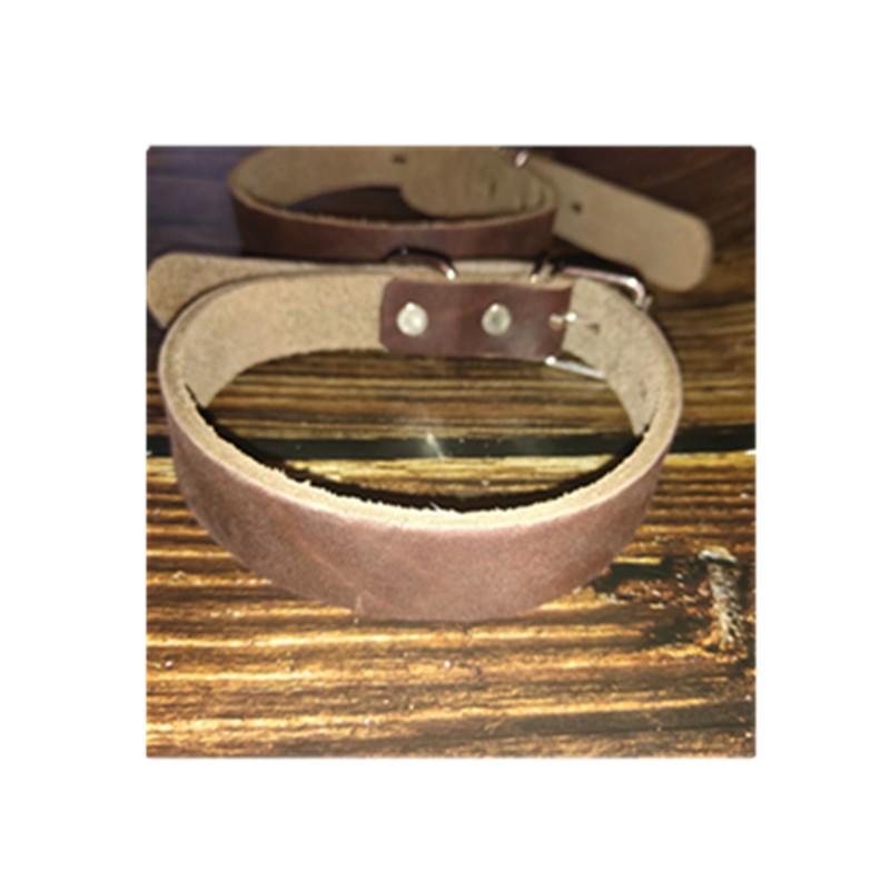 Genuine Leather Dog Collar Medium Large Dogs Solid Color Adjustable Pet Neck