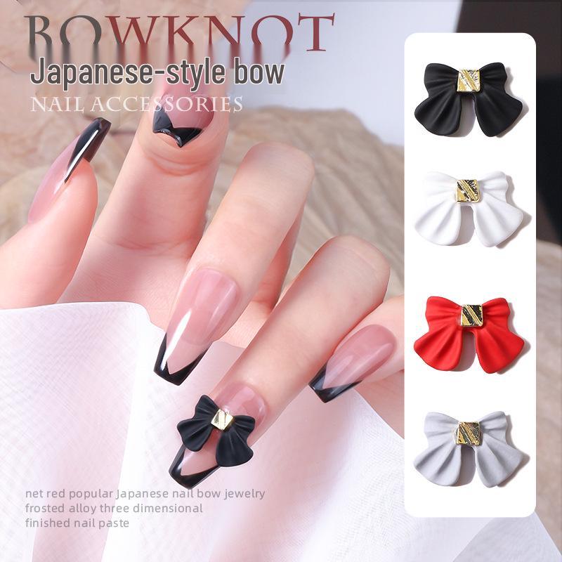 

3D Bowknot Lace Nail Art in Red & Black for Autumn/Winter