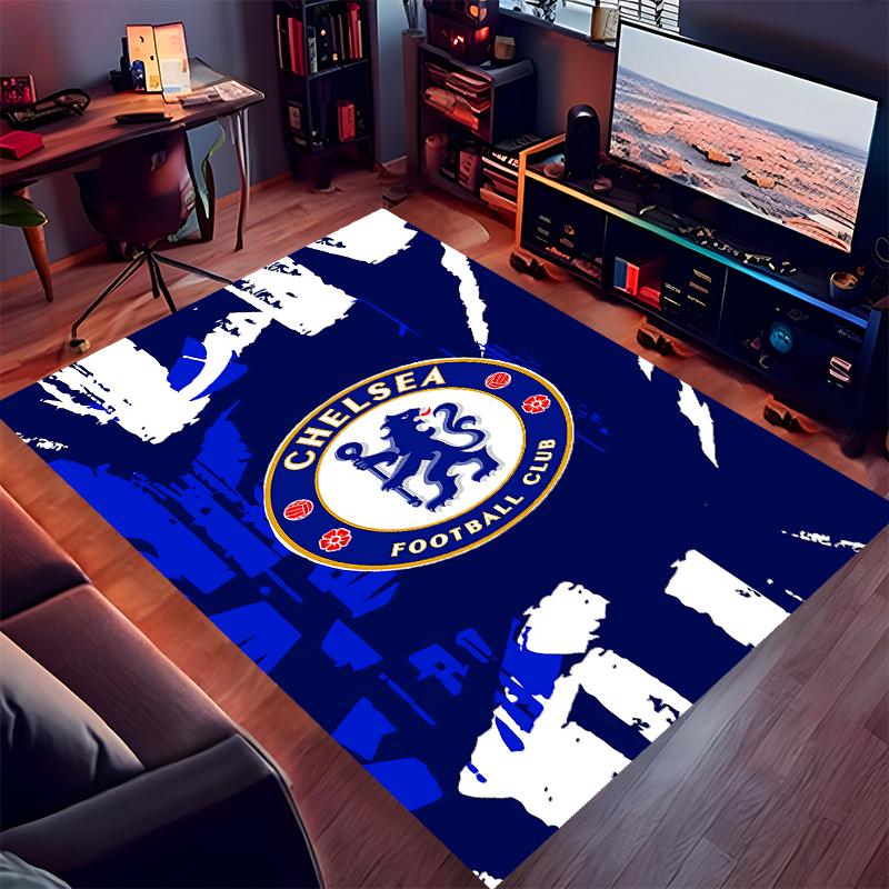 1pc Chelsea FC logo Print Area Rug - Soft,Washable Non-Slip Indoor Mat for Office Chairs,Living Room,Home Office Decorative Rug