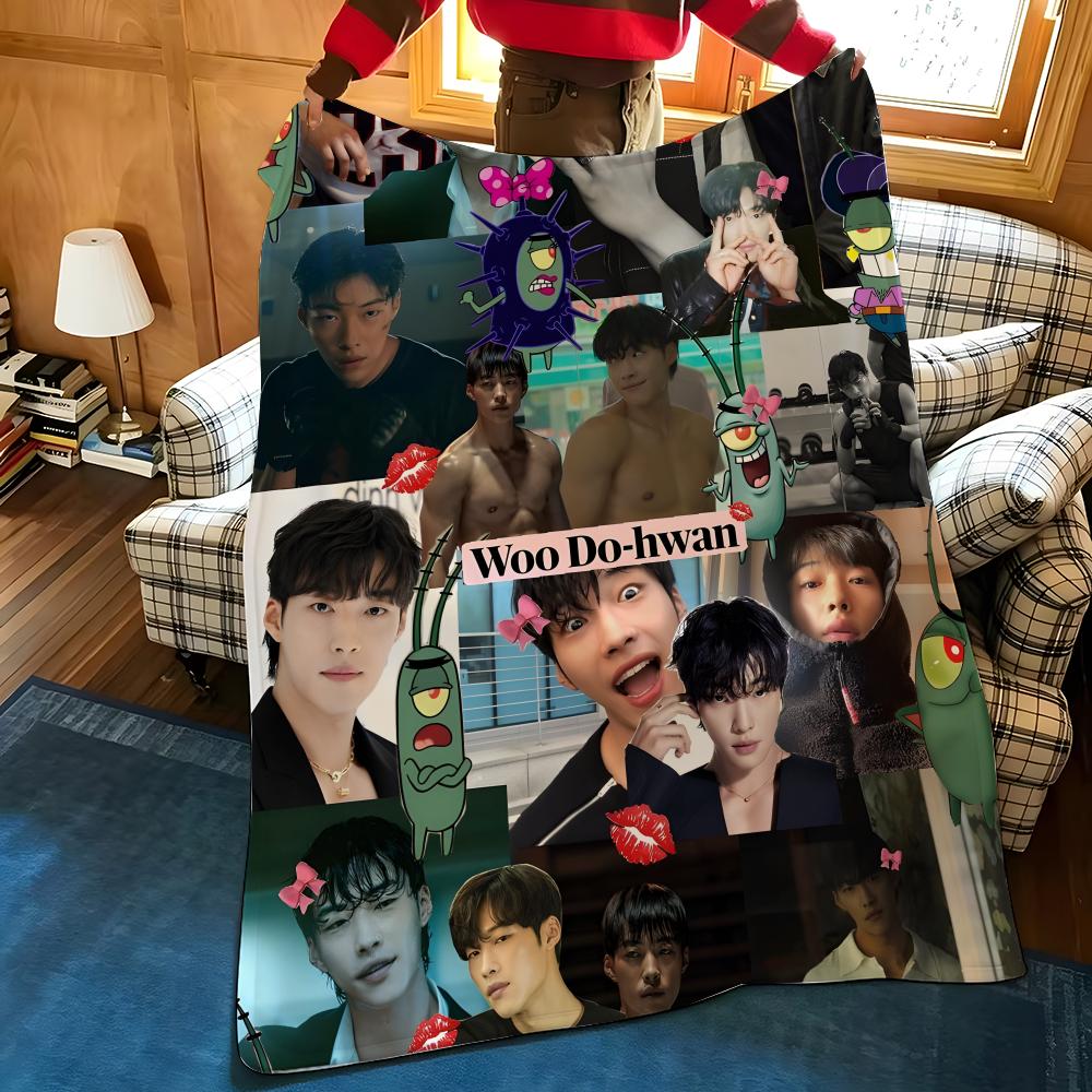 Celebrity W-Woo D-Dohwan Throw Flannel Blanket Suitable for Sofas Beds Offices Travel, Camping Chairs