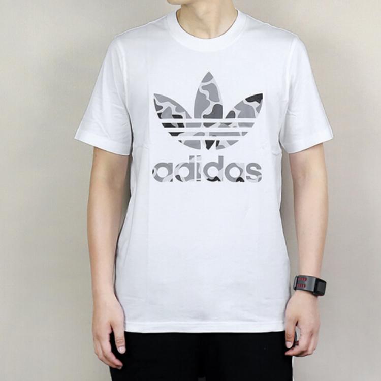 Adidas Originals Camo Trefoil Logo Short Sleeve T-Shirt Men Tops White DH4767