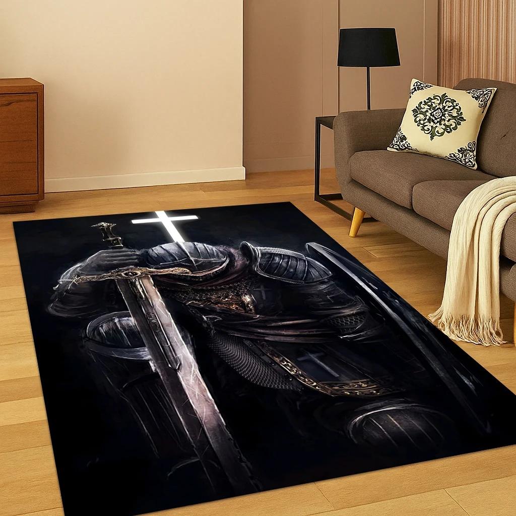 Crusaders Templar Black Knight Carpet Rug Mat for Home Bedroom Living Room Sofa Doormat Kitchen Decor Living Room Decoration