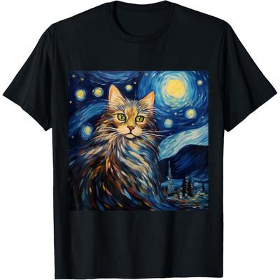 Maine Coon Cat Starry Night - Maine Coon Cat Starry Night T-Shirt for Men Women Girls Kids