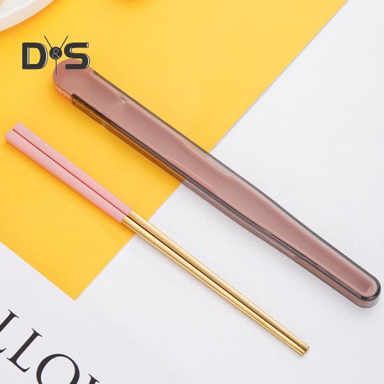 1 conjunto de pauzinhos para alimentos compactos, à prova de ferrugem, utensílios de mesa práticos com caixa de armazenamento dobrável