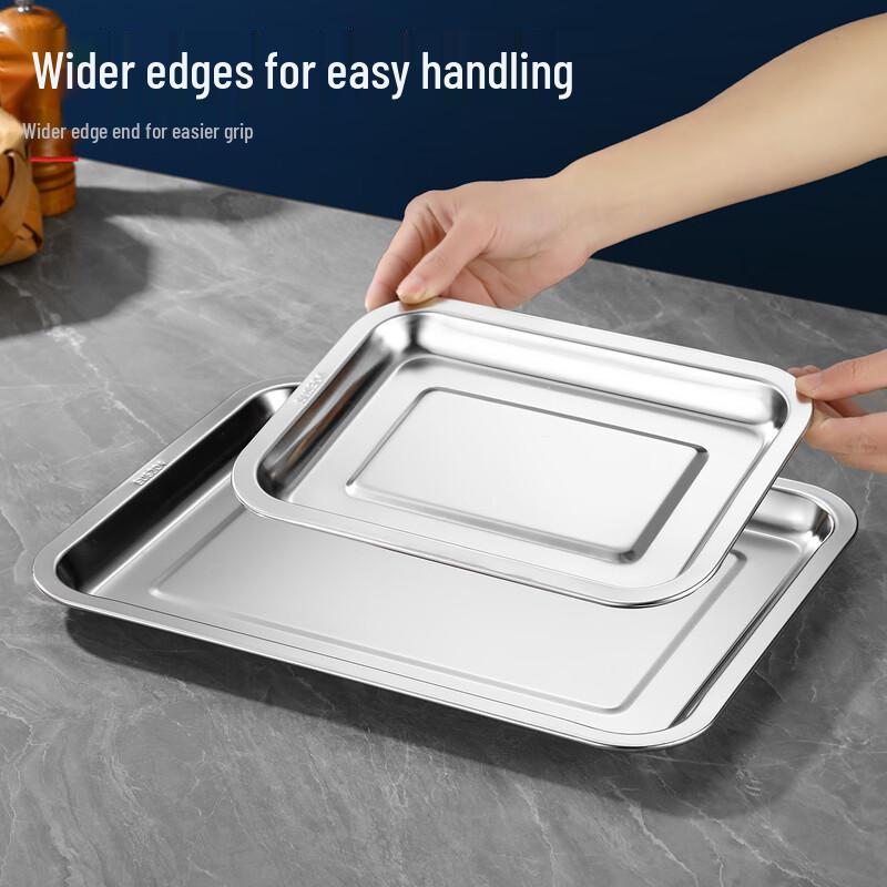 Food Grade 304 Stainless Steel Rectangular Shallow Tray