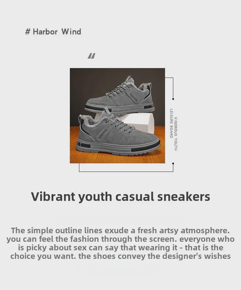 Pánské sametové zimní pracovní boty v korejském stylu - Protiskluzové, ležérní, univerzální sportovní boty a boty pro ochranu při práci