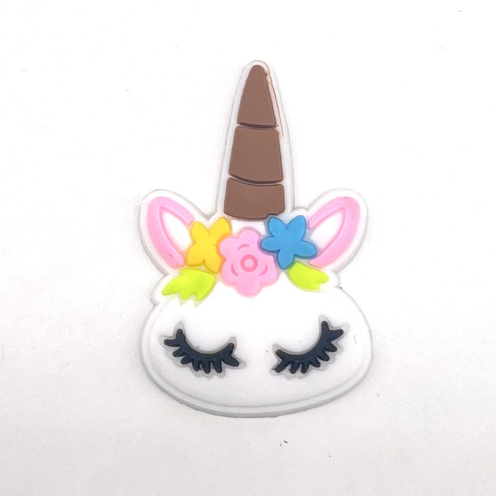Cute Cartoon Unicorn Flower Clog Buckles - Removable & Soft Rubber Garden Shoe Decorations