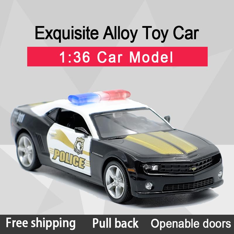 1/36 Scale Camaro Police Toy Car Sports Car Alloy Diecast Car Model Toy with Pull Back for Kids Gifts Toy Collection