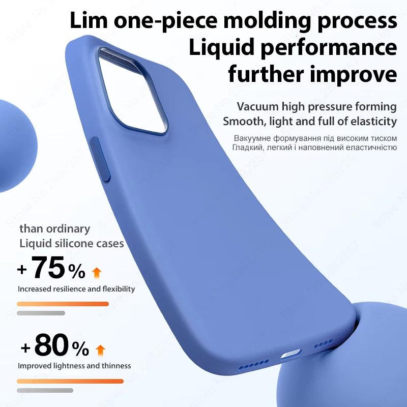 Liquid Silicone Case For iPhone 13 12 11 14 15 16 Pro Max Plus Official Case Bumper Protective Cover Phone Acssories