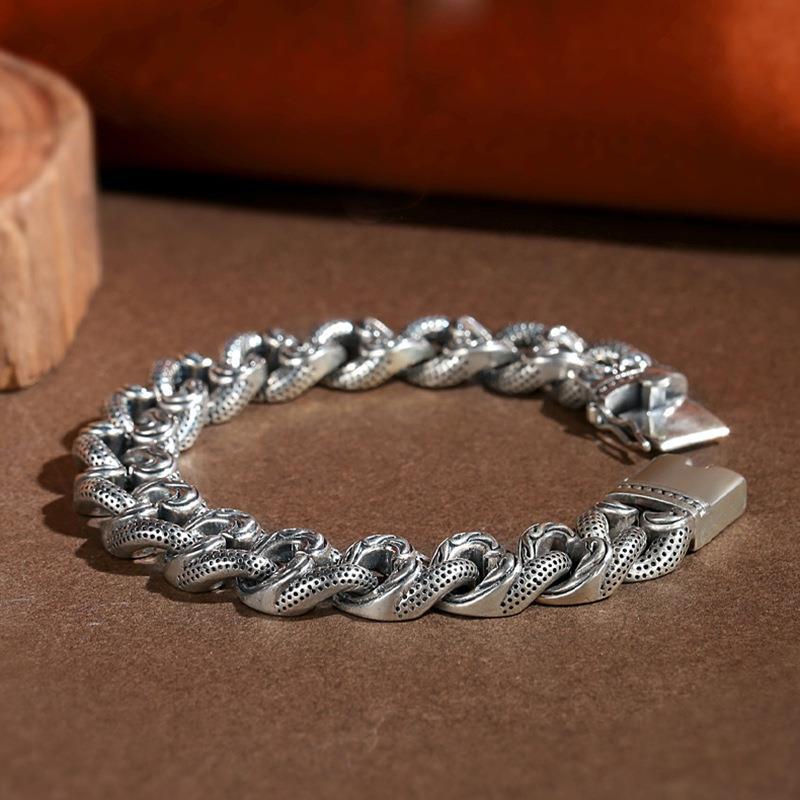 Hip-Hop Herren Trendig Dominierend Weite Version Flache Kette Retro Trendiger Schmuck Liebe Rattanmuster Armband