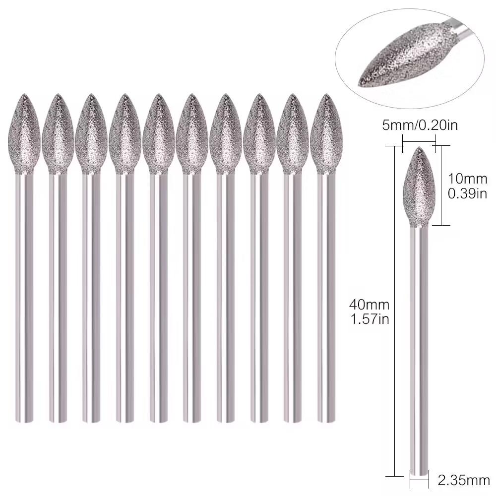 10 pezzi/s Punte per Fresa per Unghie Diamantate Fresa Pulisci Cuticole per Manicure Pedicure Frese Elettriche Punte Accessorio per Unghie