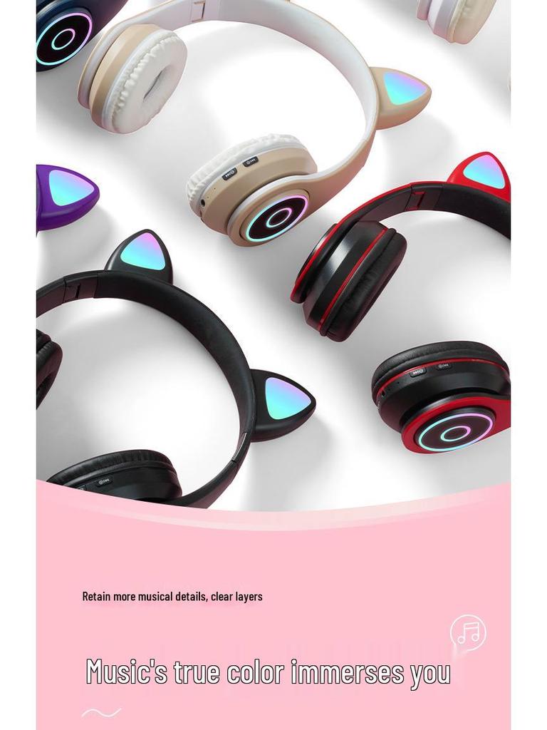 Cat Ear Luminous Wireless Bluetooth Headset B39A