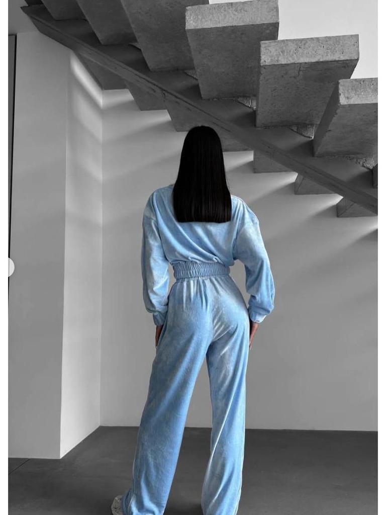 Hochwertiges Sport-Freizeit-Set für Damen (Europäisch & Amerikanisch) mit Reißverschluss-Oberteil und gerader Hose